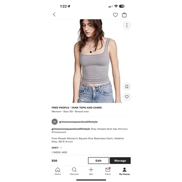 Free People Tops - Women's Free People Tank Top XS Gray Striped